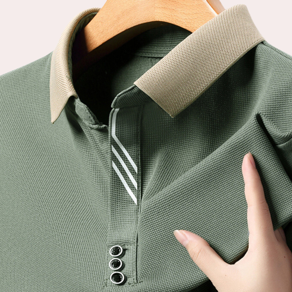 Heren Langærmede Poloshirt Klassiek 4