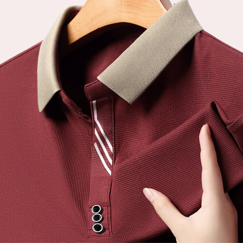 Heren Langærmede Poloshirt Klassiek 5