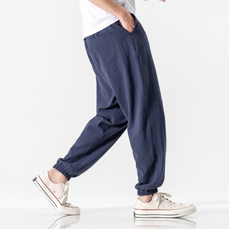 Heren Linnen Broek Met Touwtjes En Diepe Zakken 3