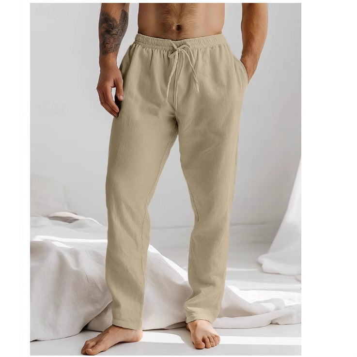Heren Linnen Broek Relaxed Fit Ademend Met Touwtjes 3
