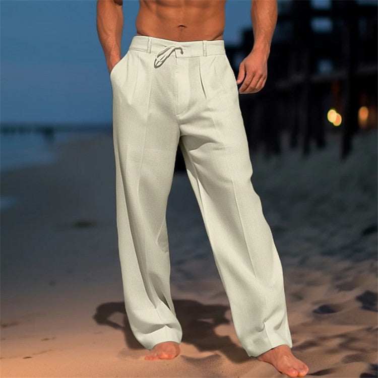 Heren Linnen Broek Relaxed Fit Met Touwtjesluiting 2
