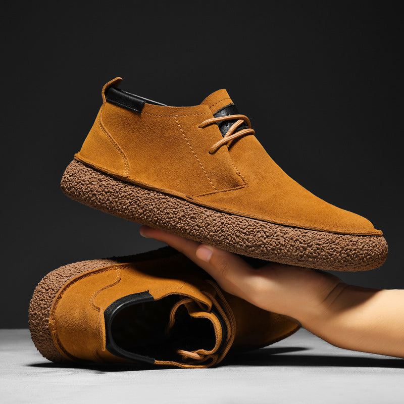 Heren Mid-Top Loafers met Textuurzool en Vetersluiting 0