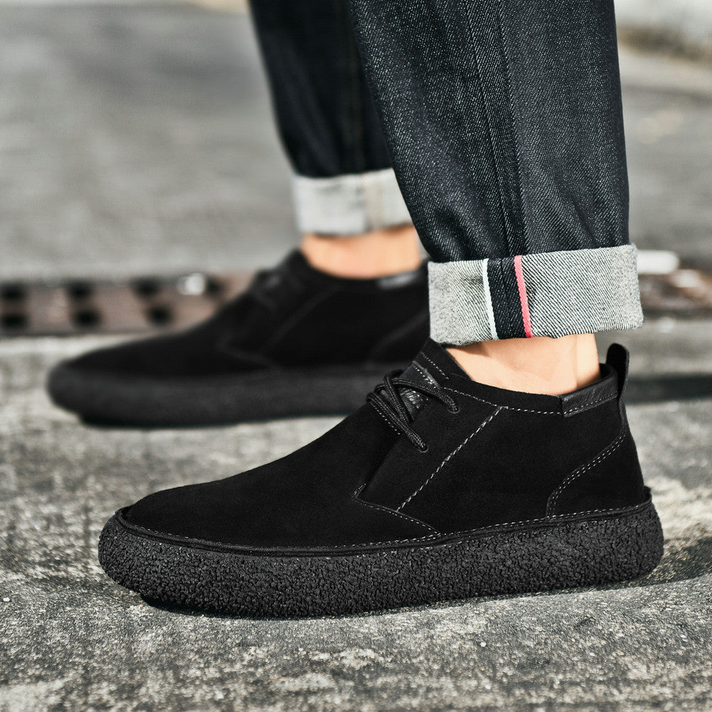 Heren Mid-Top Loafers met Textuurzool en Vetersluiting 4