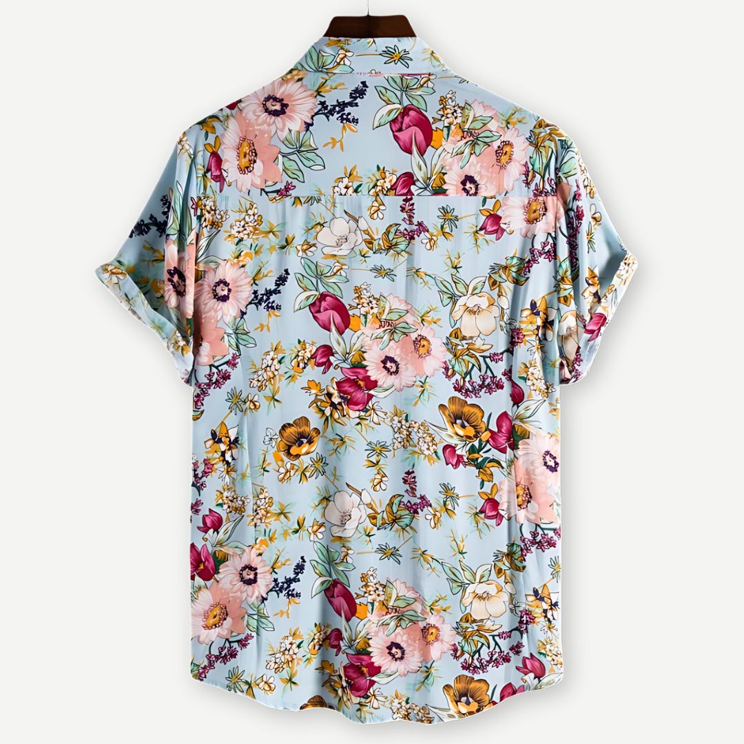 Heren Overhemd Bloemen Luchtig Katoen Casual 1