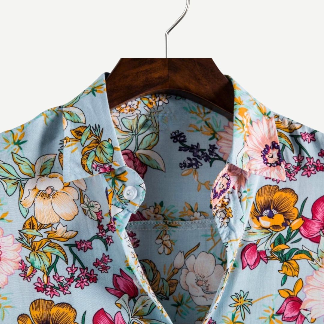 Heren Overhemd Bloemen Luchtig Katoen Casual 2