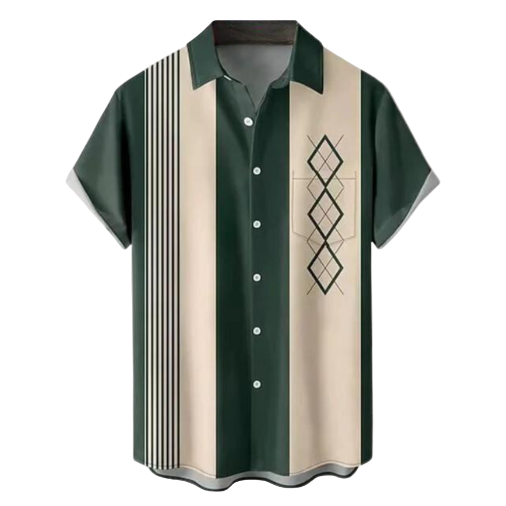 Heren Overhemd Korte Mouwen Retro Stijlvol 0