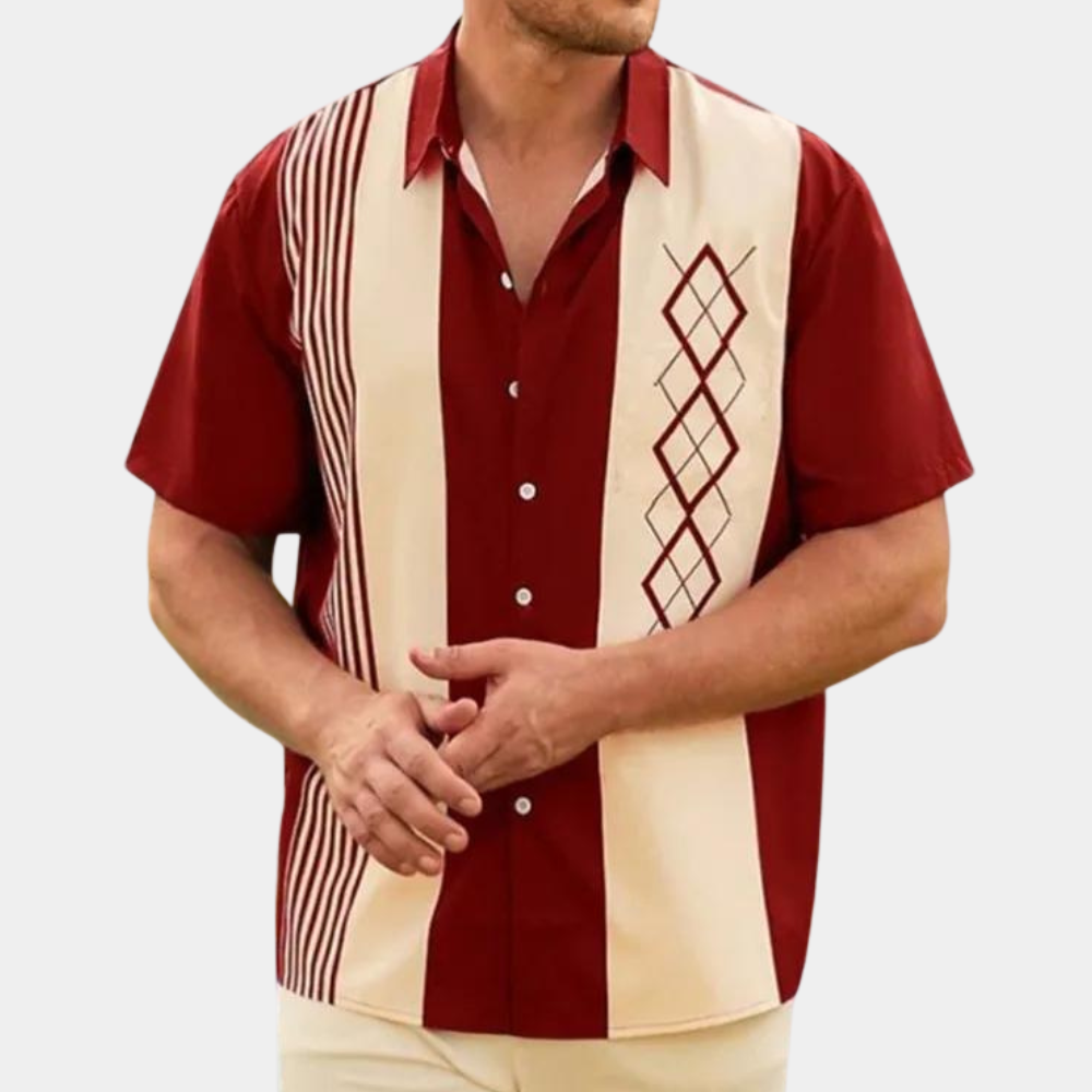 Heren Overhemd Korte Mouwen Retro Stijlvol 1