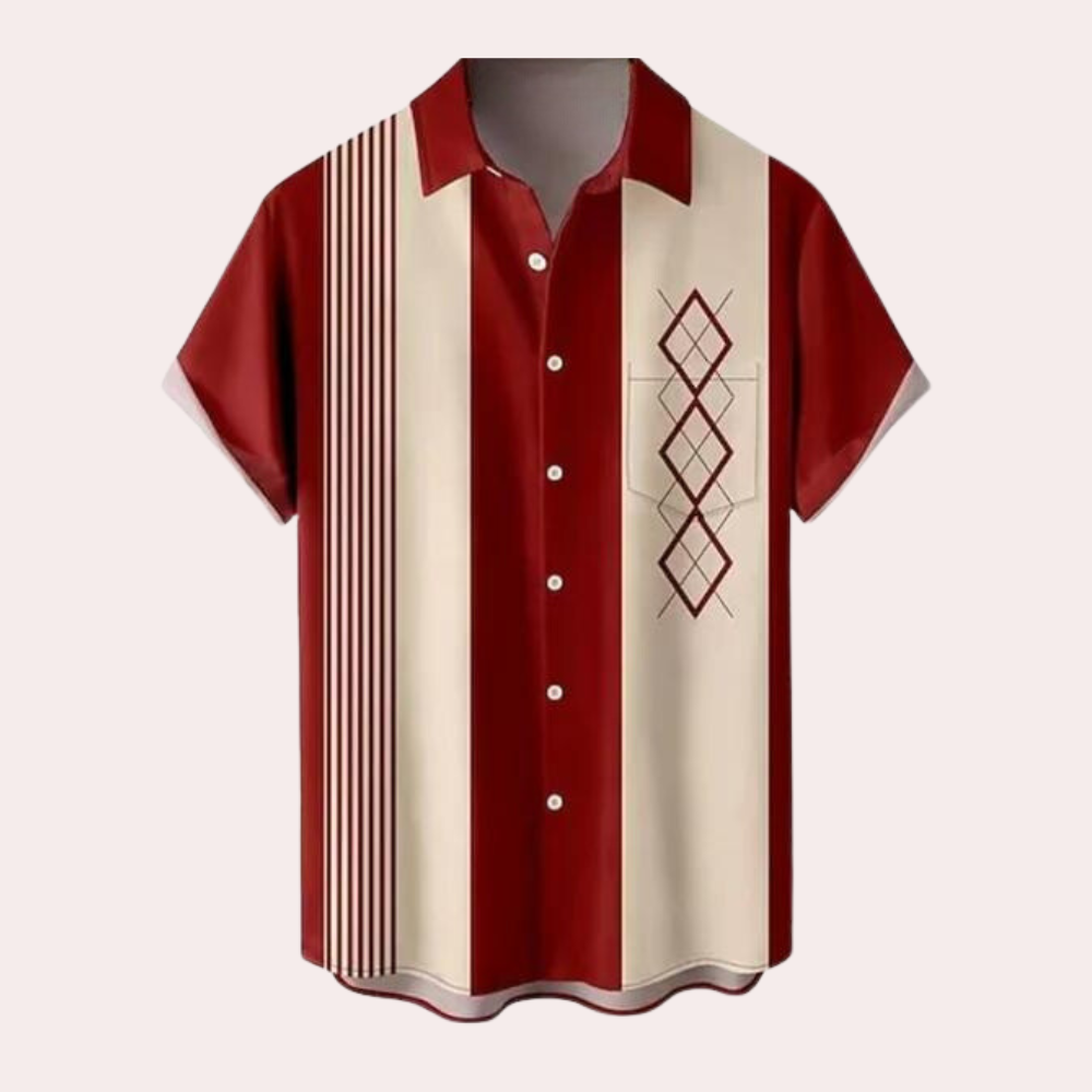 Heren Overhemd Korte Mouwen Retro Stijlvol 2