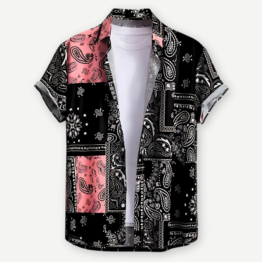 Heren Overhemd Paisley Patroon Casual Katoen Korte Mouwen 1