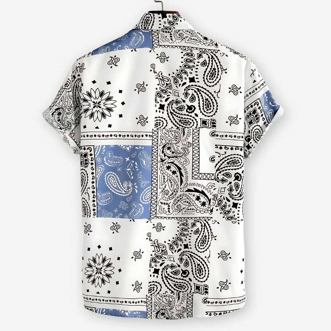 Heren Overhemd Paisley Patroon Casual Katoen Korte Mouwen 2