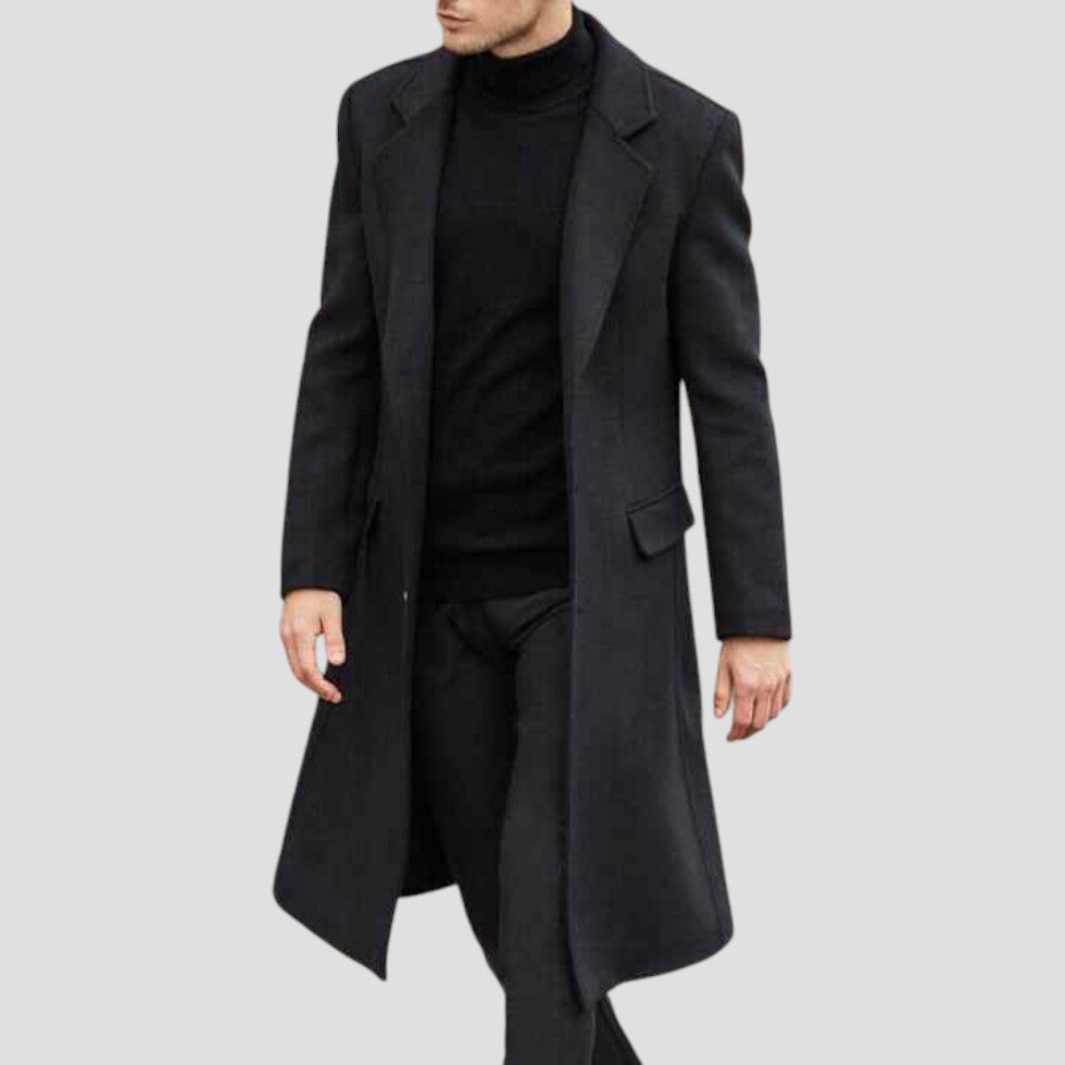 Heren Overjas Knoopsluiting Strak Silhouet 3