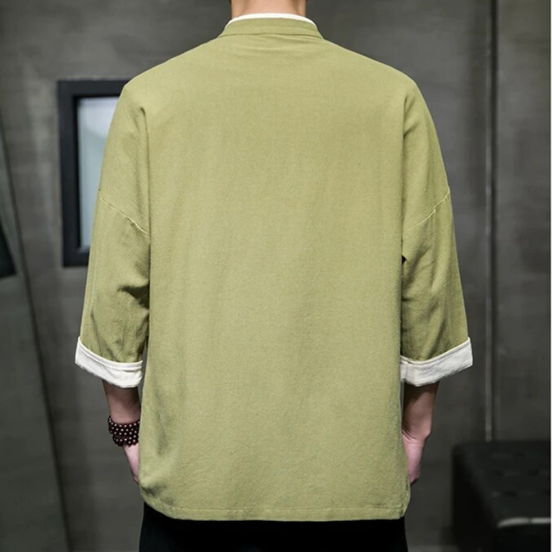 Heren Overshirt Japanse Stijl Katoen Linnen Mix 1