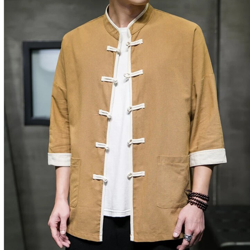 Heren Overshirt Japanse Stijl Katoen Linnen Mix 2