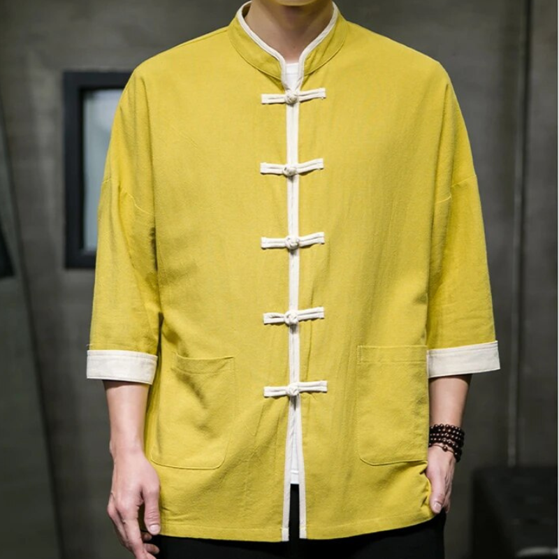 Heren Overshirt Japanse Stijl Katoen Linnen Mix 4