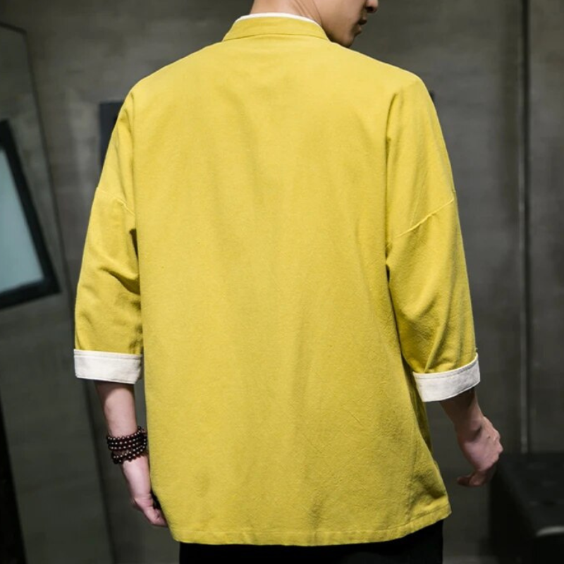 Heren Overshirt Japanse Stijl Katoen Linnen Mix 5