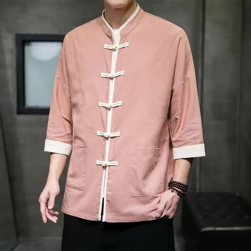 Heren Overshirt Japanse Stijl Katoen Linnen Mix 6