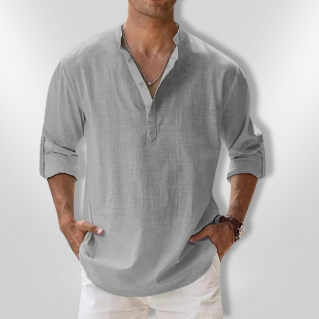 Heren Polo Linnen Casual Met Tunisian Collar 7