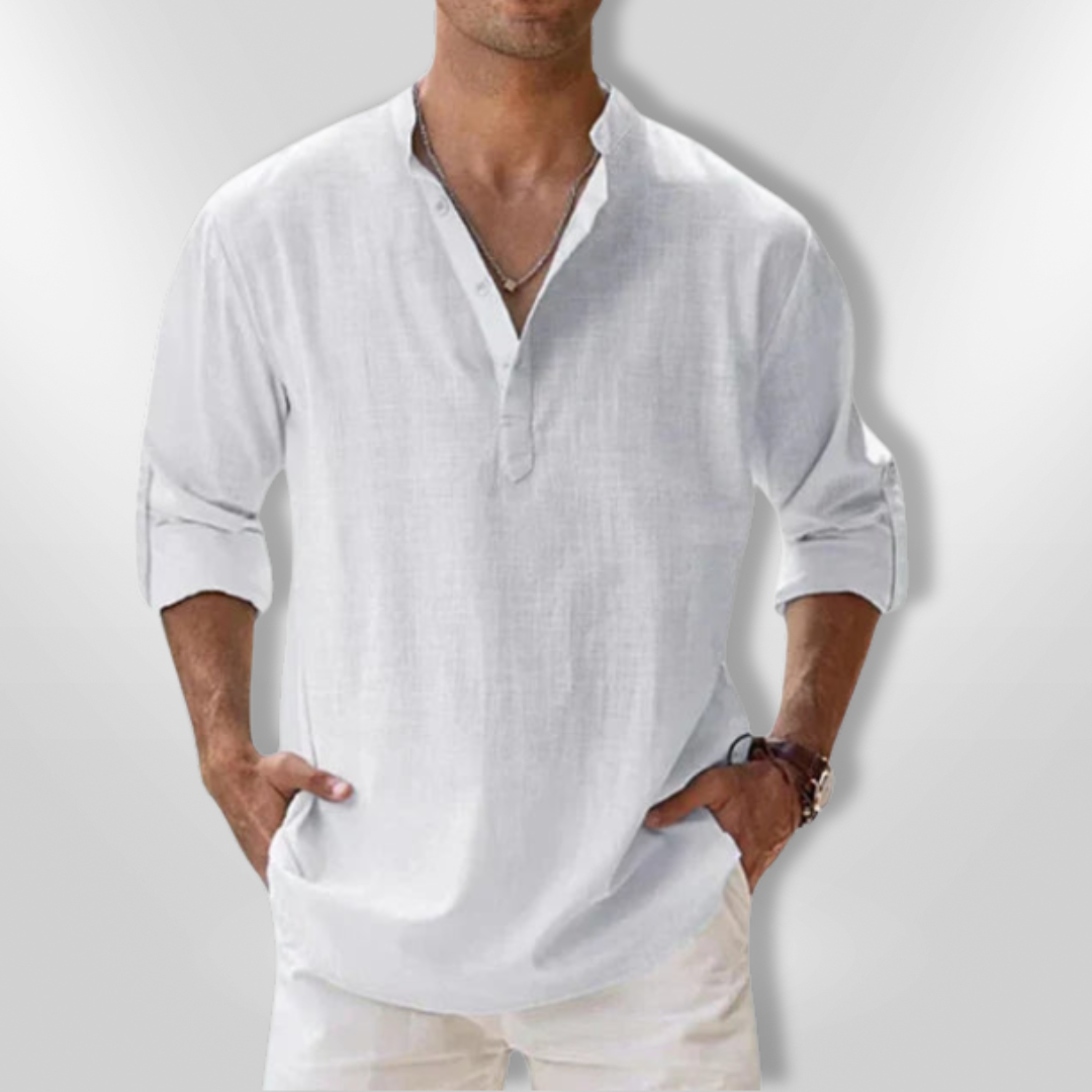 Heren Polo Linnen Casual Met Tunisian Collar 9