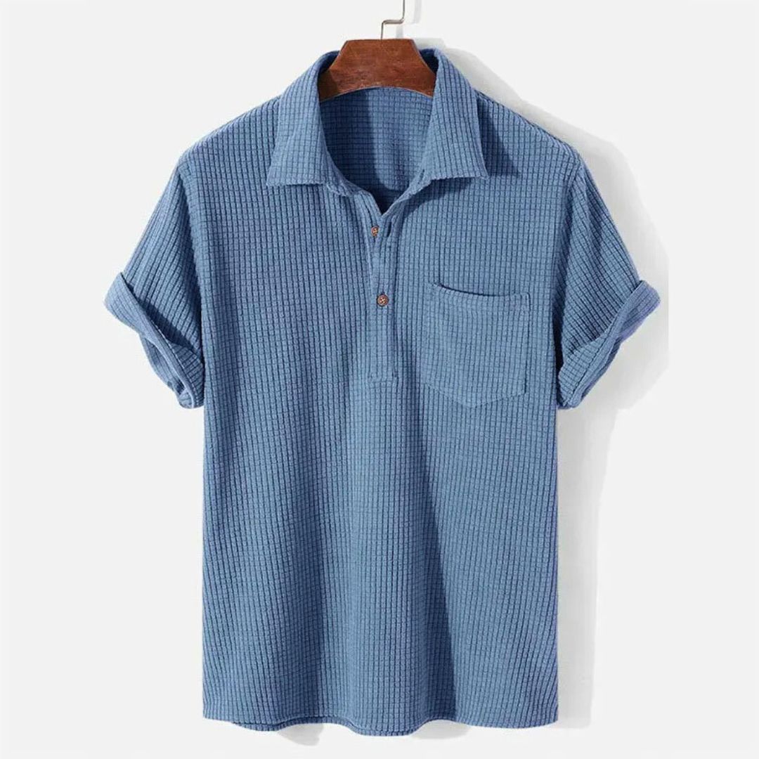 Heren Polo Relaxed Textuur Gebreid Casual Poloshirt 1