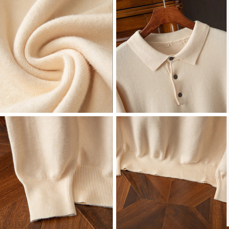 Heren Polo Shirt Lange Mouw Rambouillet Wol 1