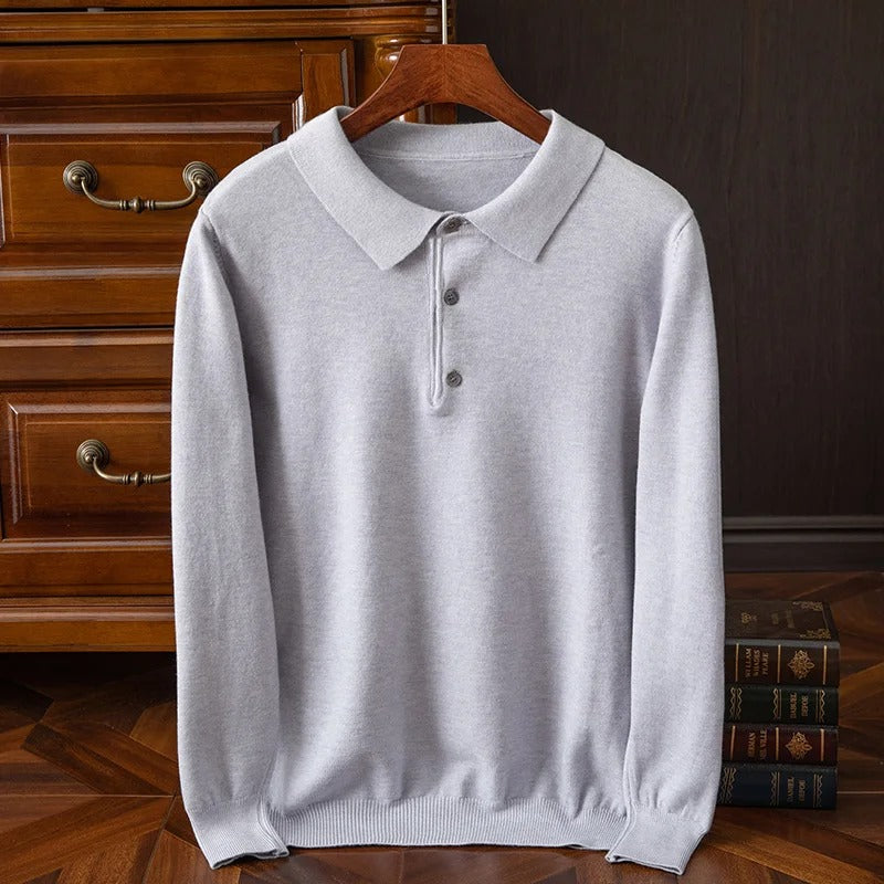 Heren Polo Shirt Lange Mouw Rambouillet Wol 2