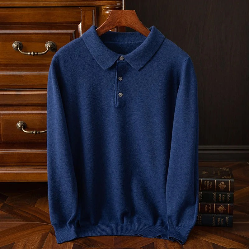 Heren Polo Shirt Lange Mouw Rambouillet Wol 3