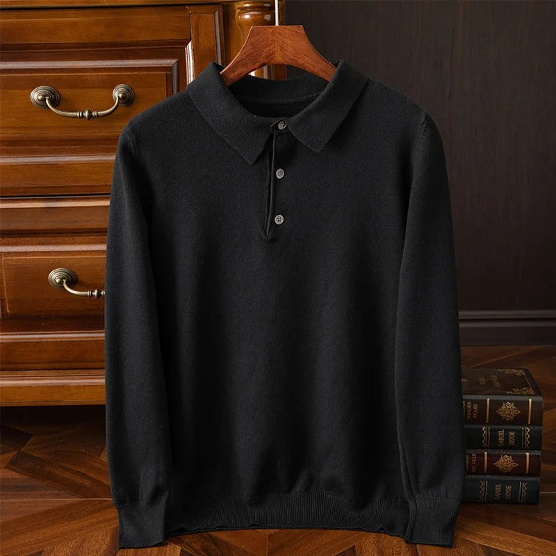 Heren Polo Shirt Lange Mouw Rambouillet Wol 4