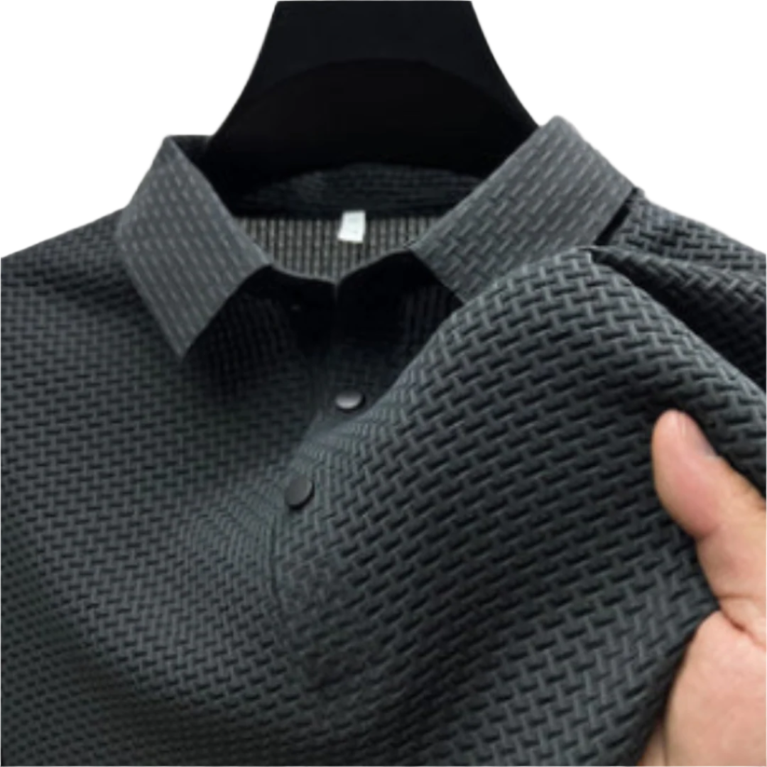Heren Polo Structuur Slim-Fit Ademend Katoenmix 0
