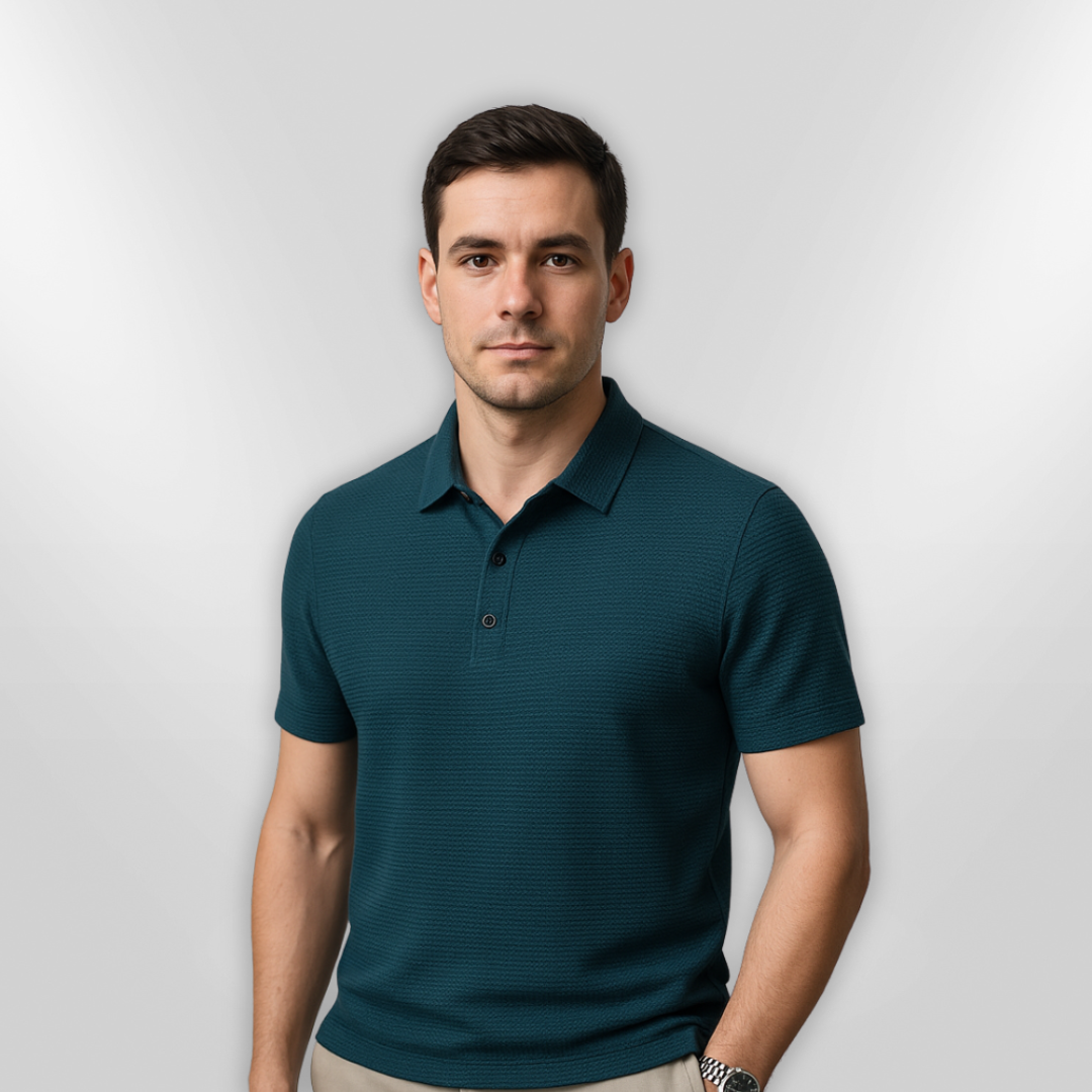 Heren Polo Structuur Slim-Fit Ademend Katoenmix 1
