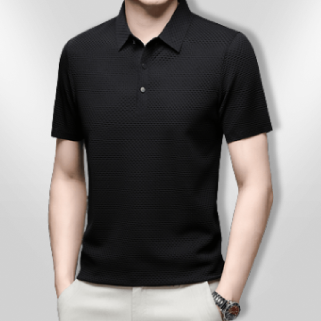 Heren Polo Structuur Slim-Fit Ademend Katoenmix 3