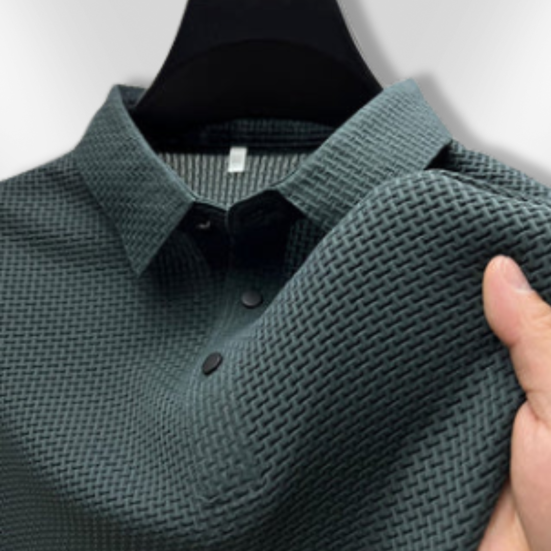 Heren Polo Structuur Slim-Fit Ademend Katoenmix 5