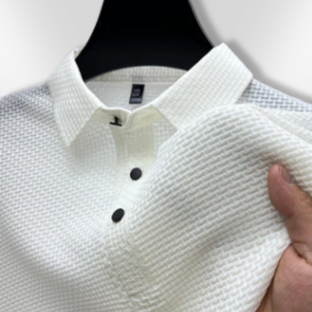Heren Polo Structuur Slim-Fit Ademend Katoenmix 6