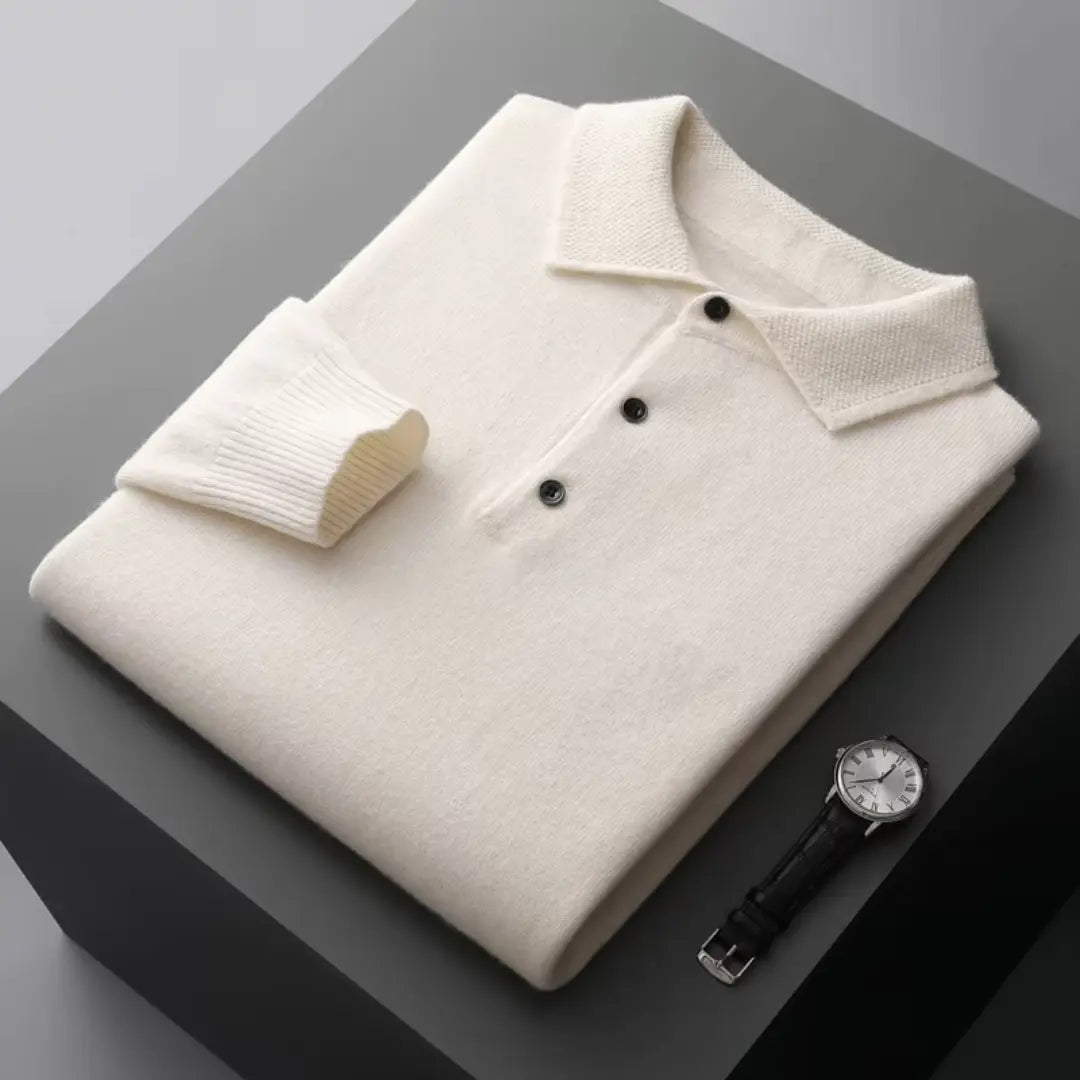Heren Polo Trui Ronde Hals met Ribbelmouwen 5