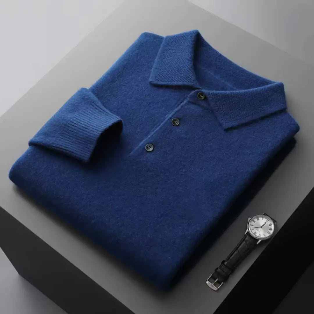 Heren Polo Trui Ronde Hals met Ribbelmouwen 7