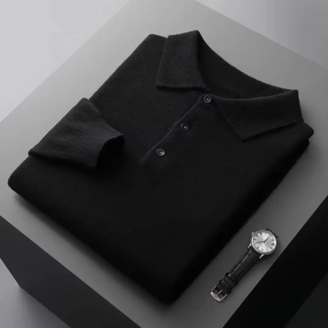 Heren Polo Trui Ronde Hals met Ribbelmouwen 8
