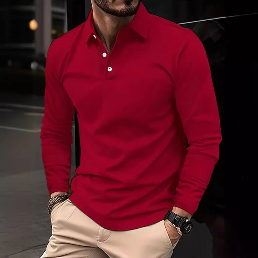 Heren Poloshirt Langarm Klassiek 2