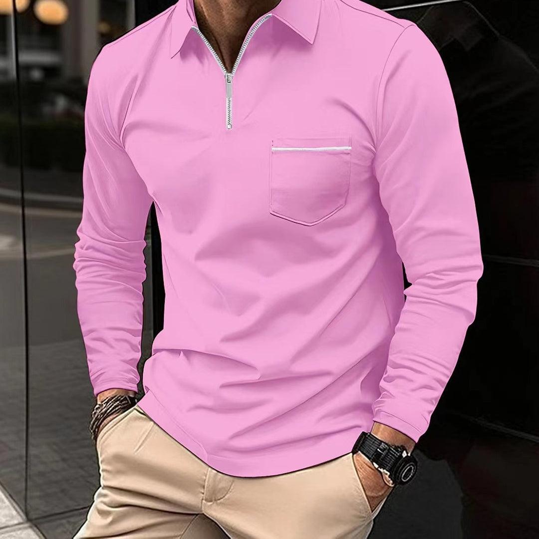 Heren Poloshirt met Lange Mouwen en Unieke Kraag voor Casual en Semi-Formele Gelegenheden 4