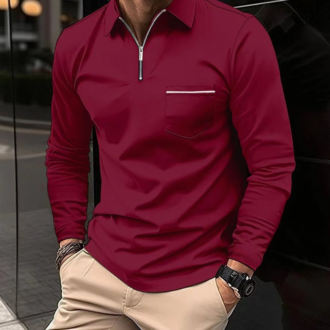 Heren Poloshirt met Lange Mouwen en Unieke Kraag voor Casual en Semi-Formele Gelegenheden 5