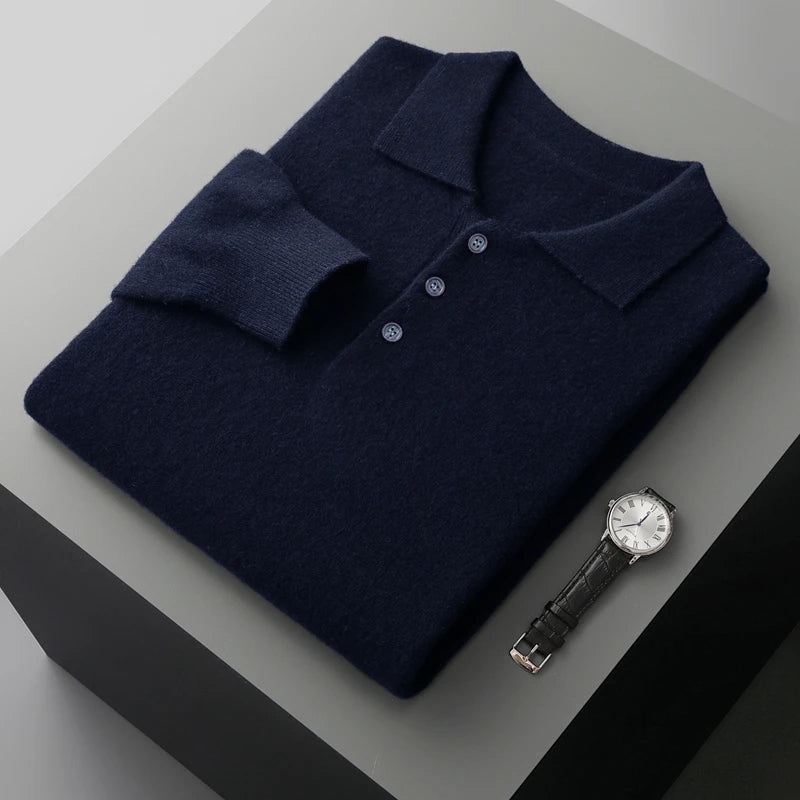 Heren Pullover Katoen Polo Kraag Merino Wol 10