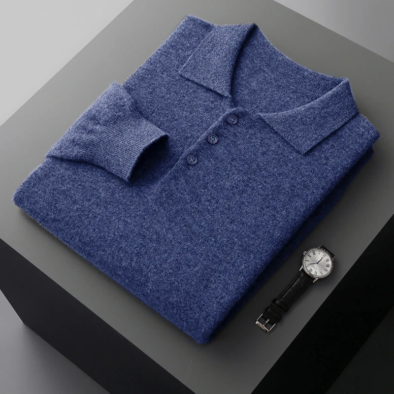 Heren Pullover Katoen Polo Kraag Merino Wol 11