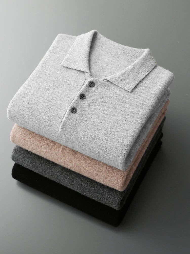 Heren Pullover Katoen Polo Kraag Merino Wol 4