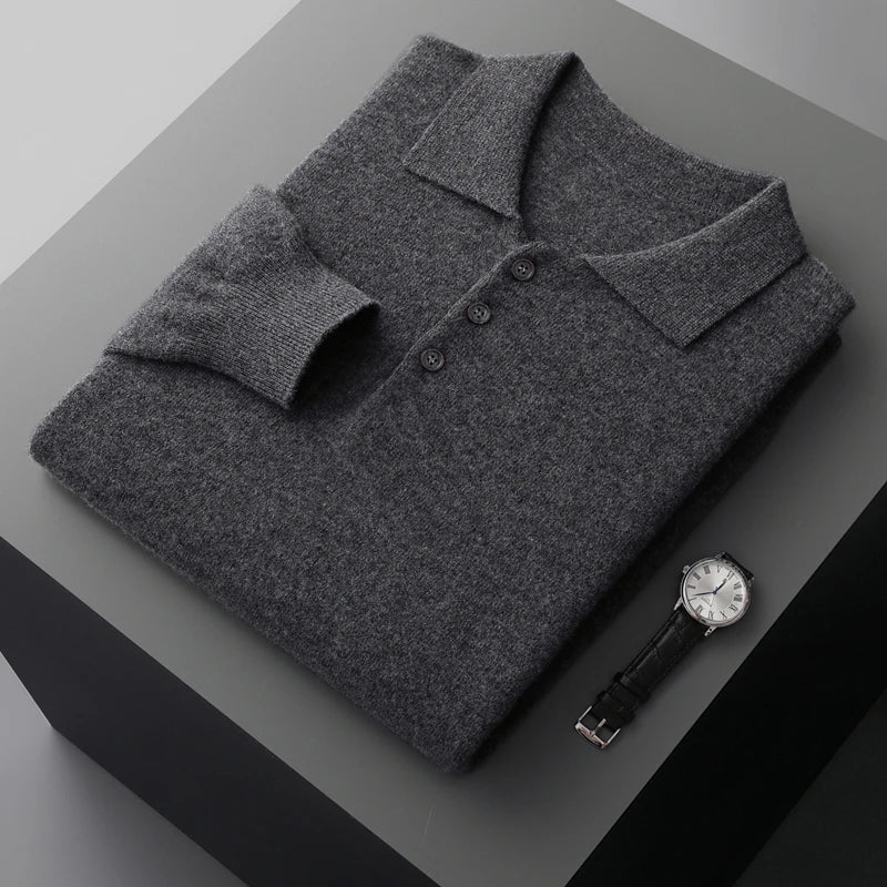 Heren Pullover Katoen Polo Kraag Merino Wol 6