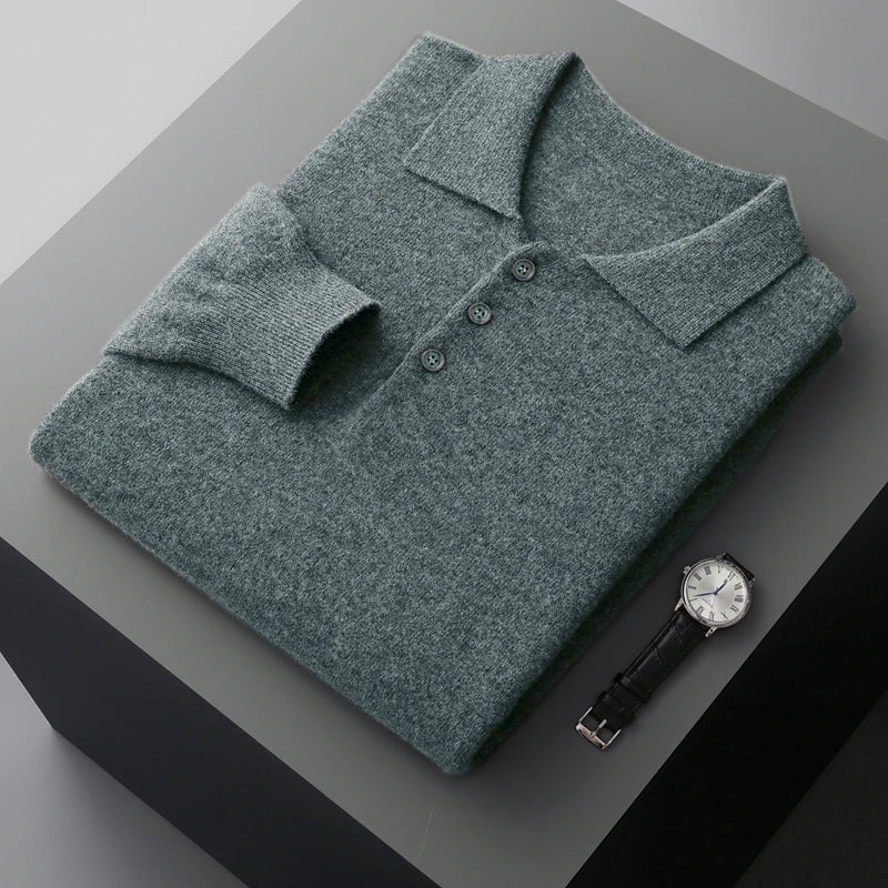 Heren Pullover Katoen Polo Kraag Merino Wol 7