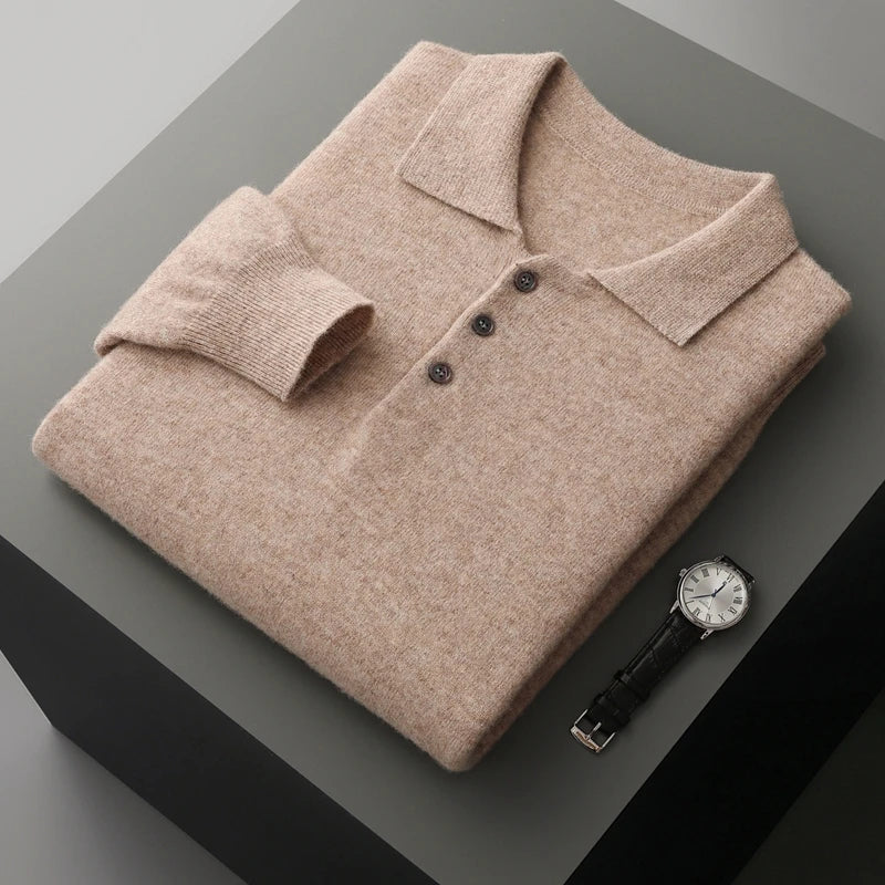 Heren Pullover Katoen Polo Kraag Merino Wol 8