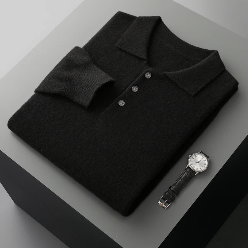 Heren Pullover Katoen Polo Kraag Merino Wol 9