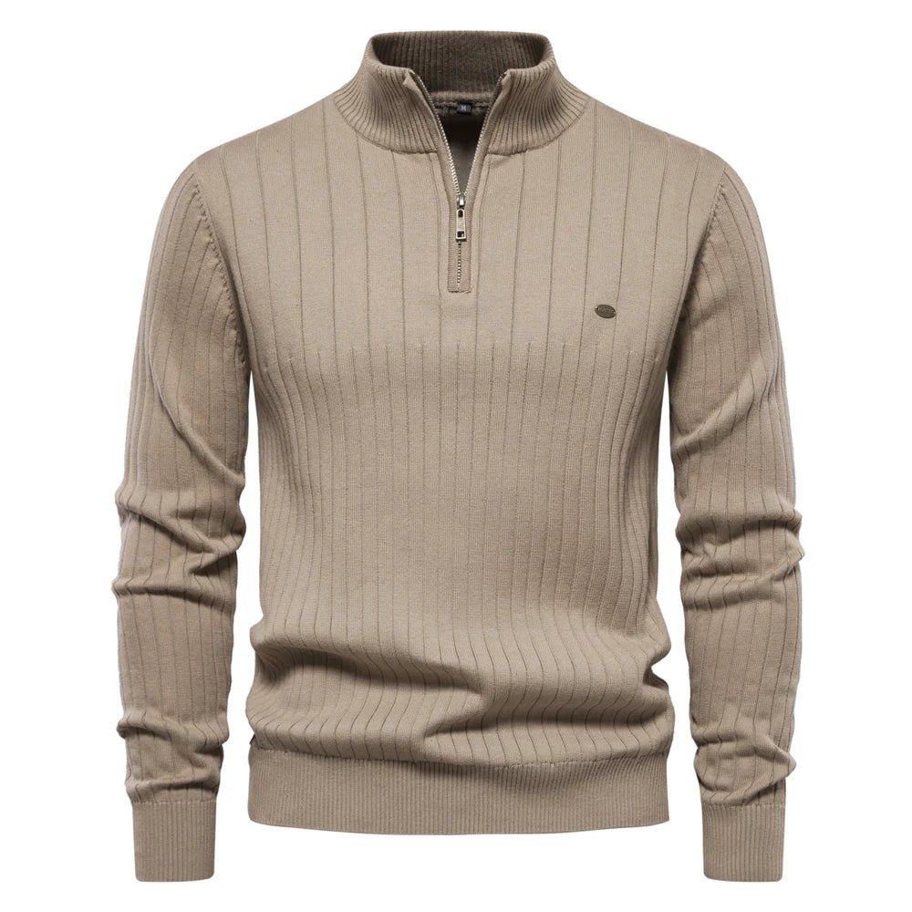 Heren Pullover Trui Rits Casual Katoen 6