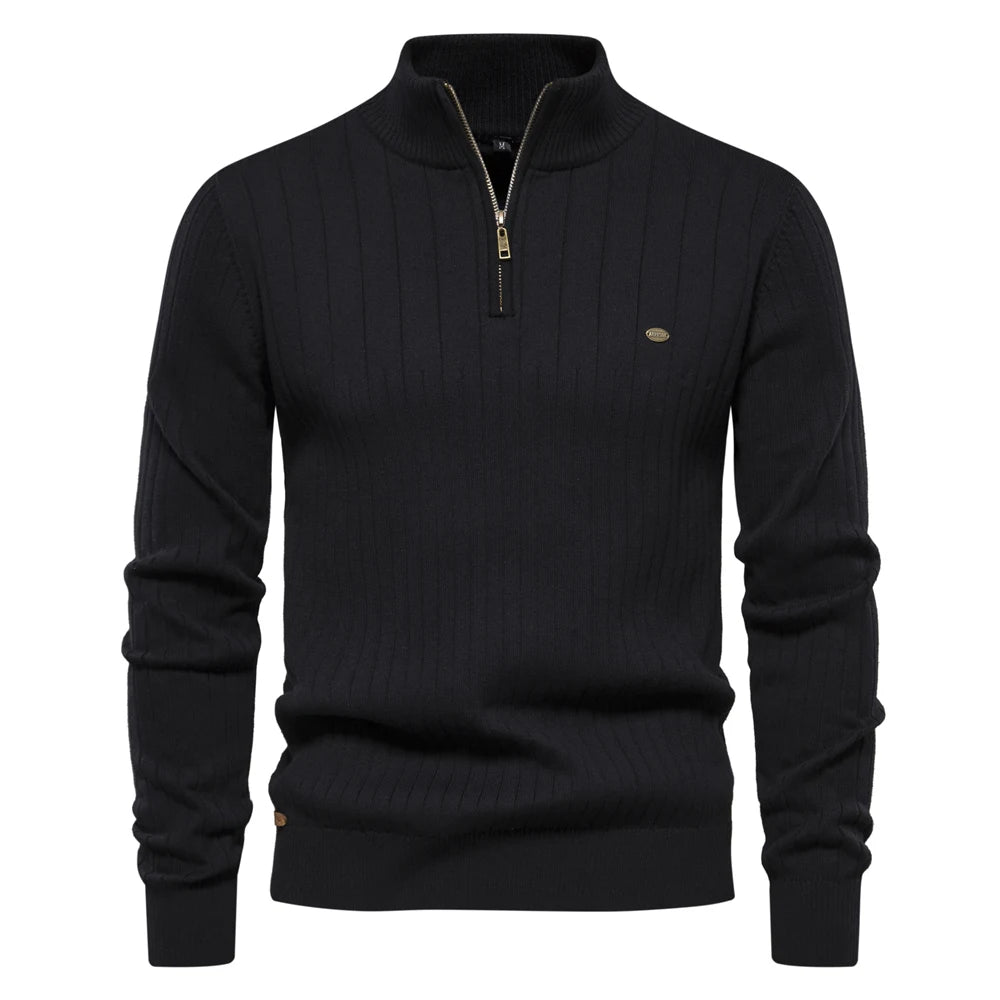 Heren Pullover Trui Rits Casual Katoen 7