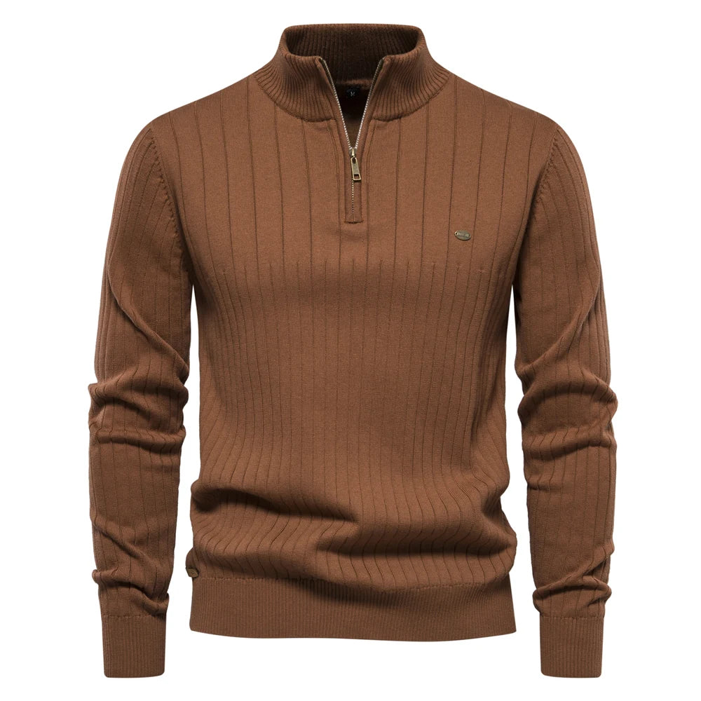 Heren Pullover Trui Rits Casual Katoen 8