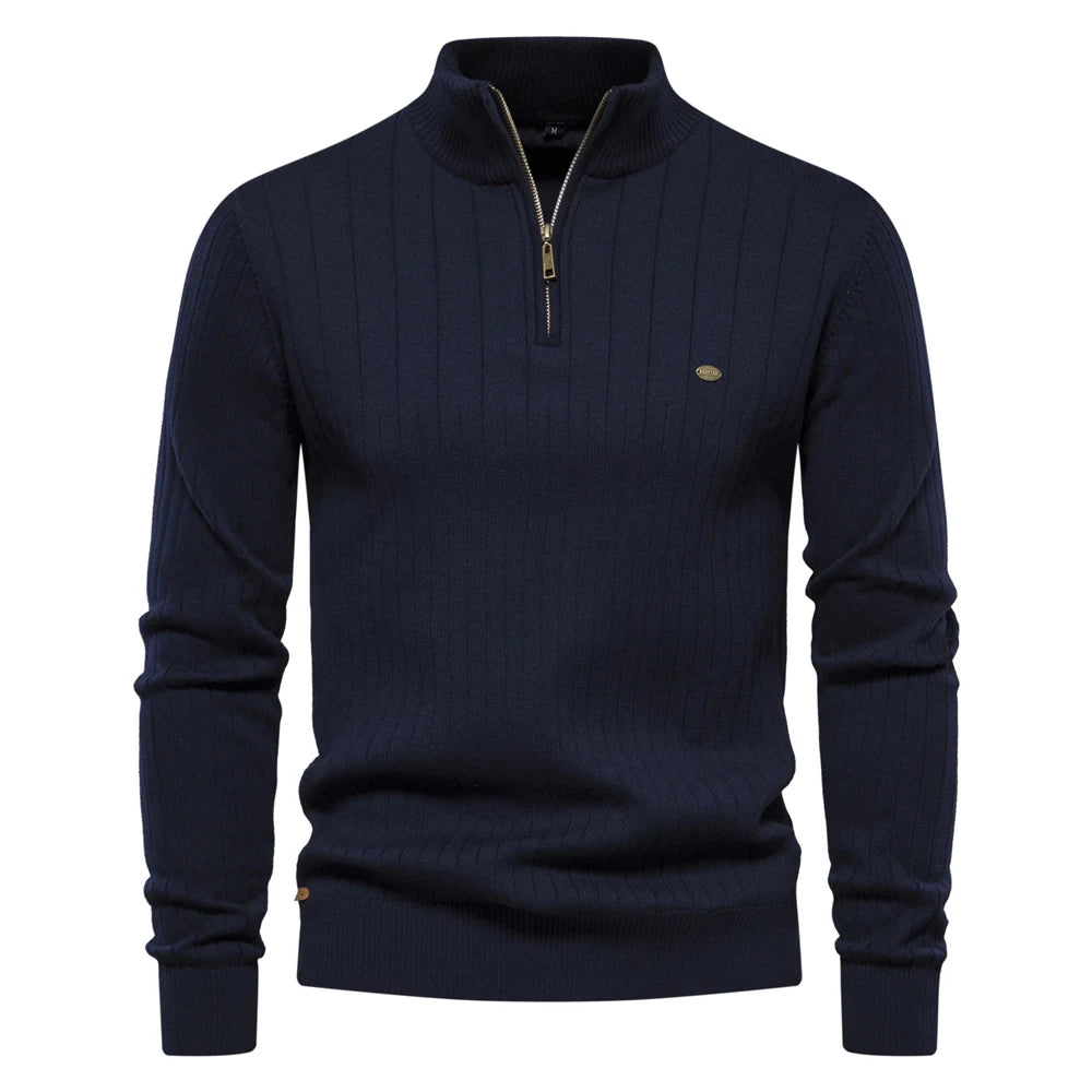 Heren Pullover Trui Rits Casual Katoen 9