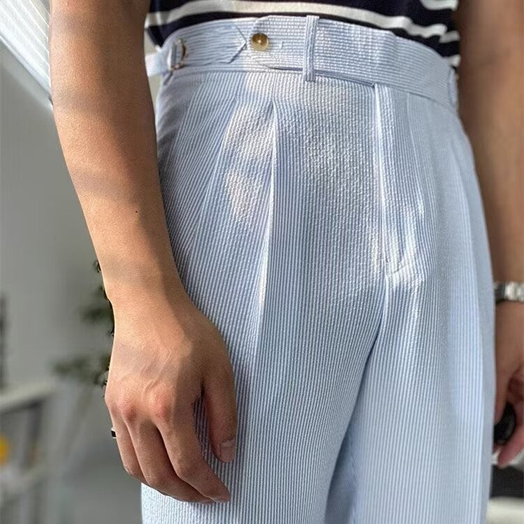 Heren Rechte Broek Hoge Taille Geplooide Voorkant Ademend Materiaal 3